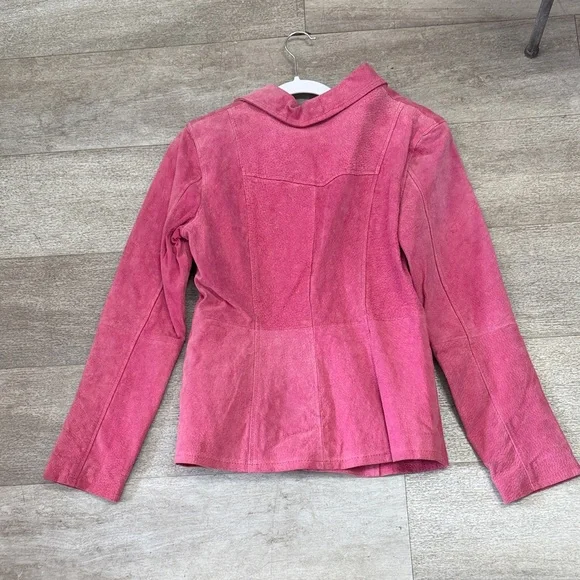 Women's Pink 100% Suede Jacket - Picture 3 of 4